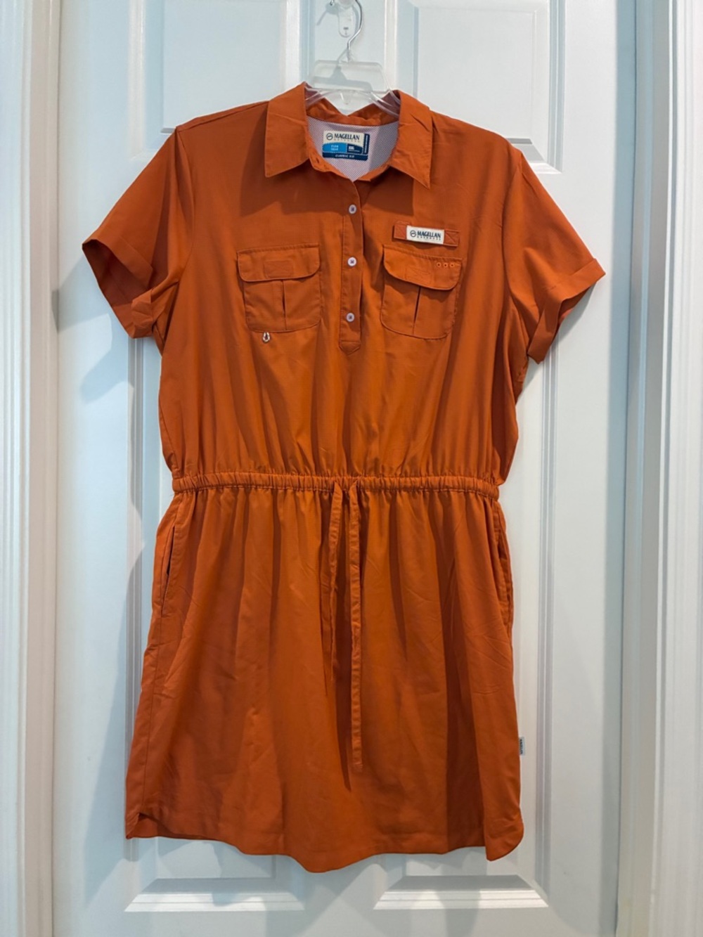 Magellan Outdoors Orange Short Sleeve Shirt Dress